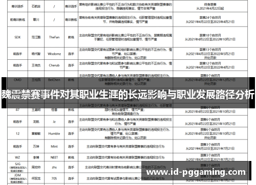 魏震禁赛事件对其职业生涯的长远影响与职业发展路径分析